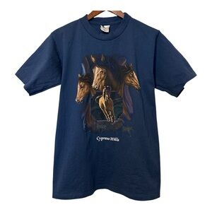 Vintage Horses Cypress Hills Graphic T Shirt King Fashions Navy Cotton Size M